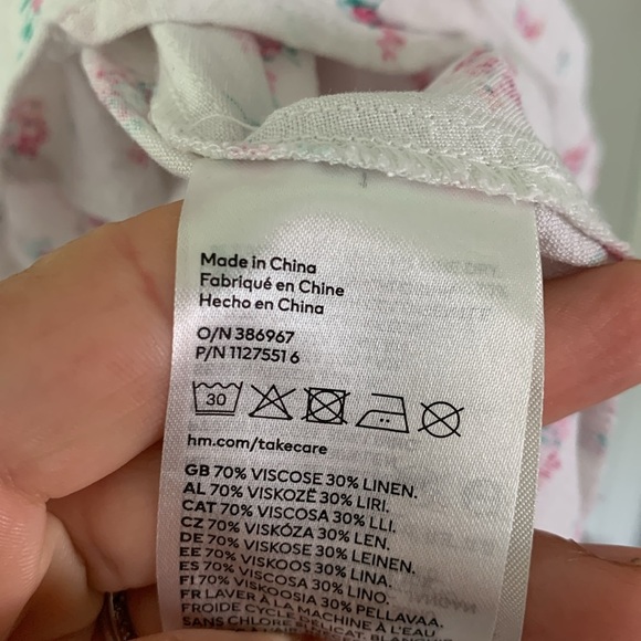 H&M‎ puff sleeves white romantic dress size S linen blend - Picture 5 of 8